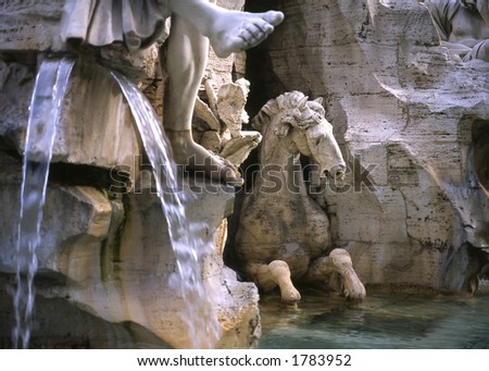 This close-up shot is the Fountain of the Four Rivers in Piazza Navonna, Rome.