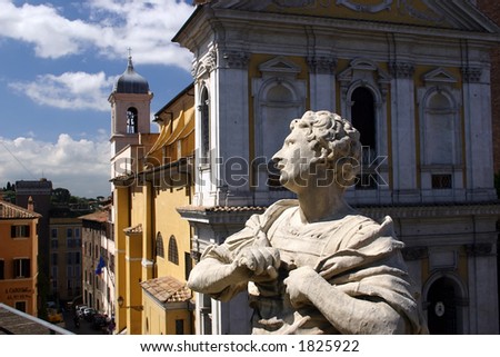This bust sits on the edge of a park perched high above the street level in Rome, Italy.