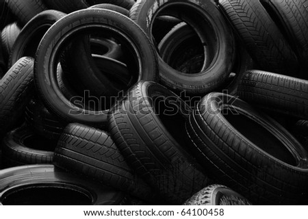 Heap of worn-out tires (Black & White)