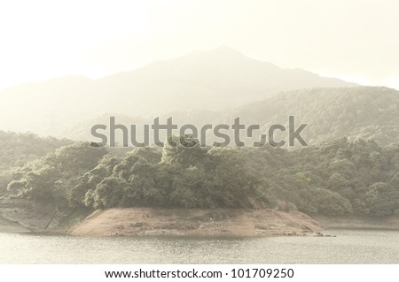layers of hills and mountains in high key