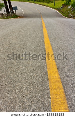 Empty Road Curve in Rural Landscape of Thailand