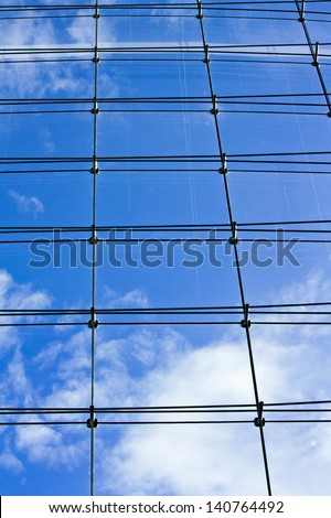 Transparent glass windows  of  high tech modern building