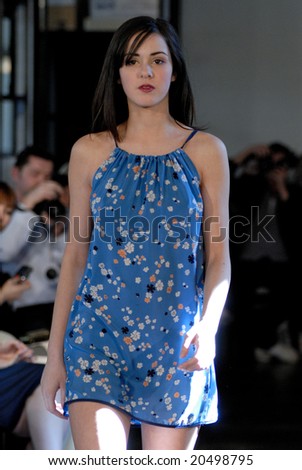 MELBOURNE - SEPTEMBER 6: Female model wearing garments by Miss Lyndel Yeo at 