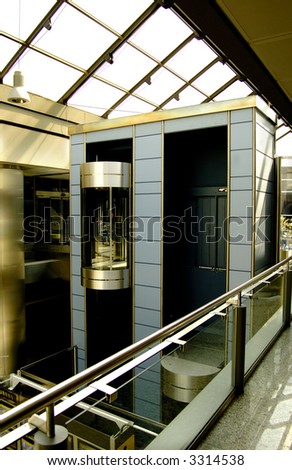 Elevator in modern and futurist building