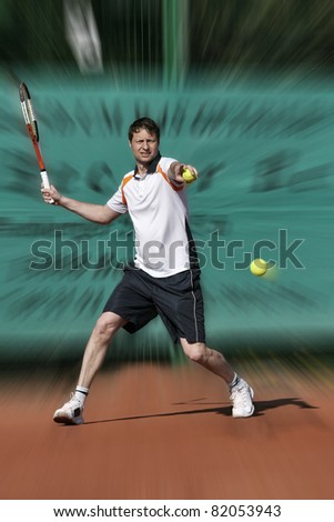 Tennis player hitting Forehand