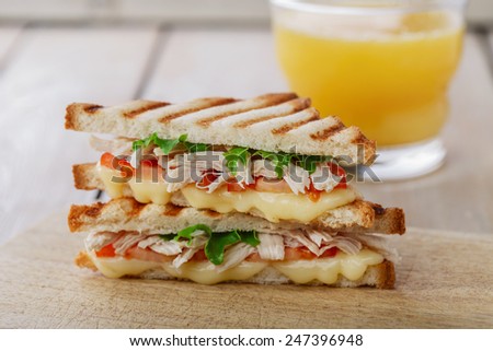 toast sandwich grill with chicken and cheese