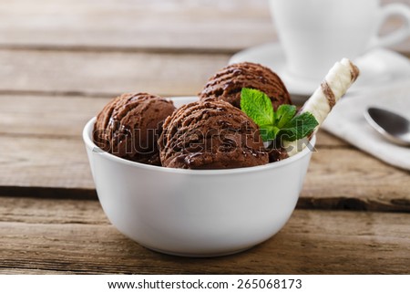 ball coffee chocolate ice cream in a bowl