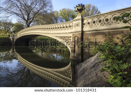 Central Park, New York City bow bridge in the early morning