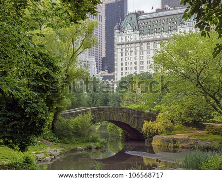 Central Park, New York City Gapstow bridge spring