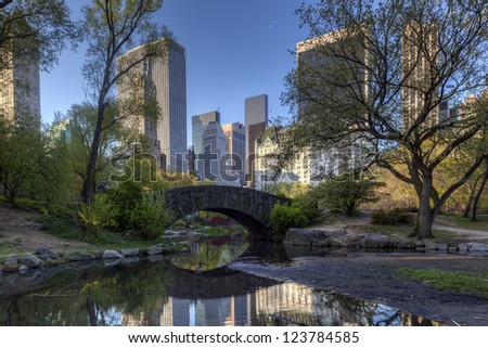 Central Park, New York City early spring at the Gapstow bridge