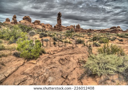 Arches National Park is a US National Park in eastern Utah in autumn