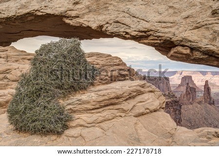 Mesa Arch is a pothole arch in Canyonlands National Park, Utah