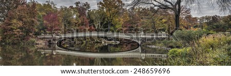 The Bow Bridge  is a cast iron bridge located in Central Park, New York City, crossing over The Lake and used as a pedestrian walkway