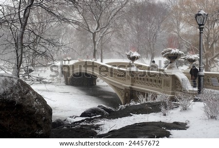bow bridge in central park nyc. stock photo : central park