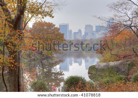 Early morning in the fog in Central Park New York City