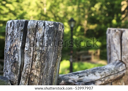 Old fence in Central Park in Shakespeares\'s garden