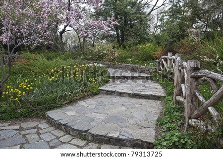 Shakespeare gardens in Central New York City in the spring