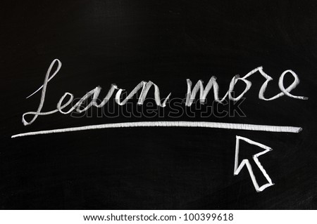 Learn more words and mouse pointer drawn on chalkboard