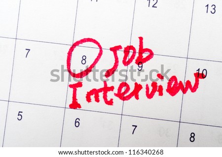 Job interview words written on the calendar