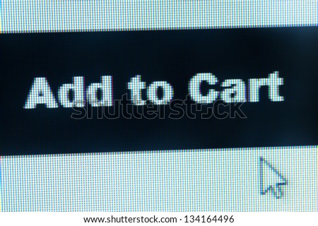 Add to cart words and cursor on computer monitor