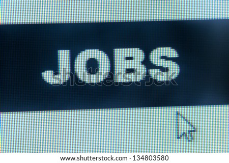Jobs word and cursor on computer monitor