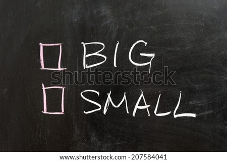 Big or small options on the chalkboard