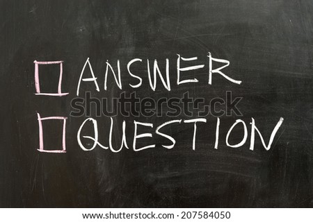 Answer or question options on the chalkboard