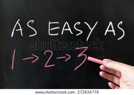 As easy as 123 words written on the blackboard using chalk