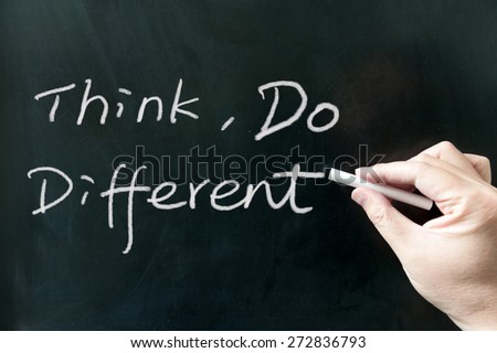 Think, do different words written on the blackboard using chalk