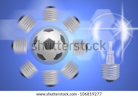 Power of thinking with football sport and tungsten light concept