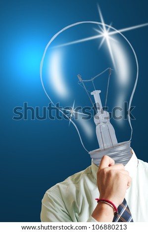 Big think Lamp businessman ,creative your thinking