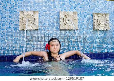 Wonderful Malaysia girl in spa pool on the long weeken