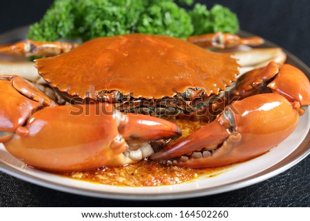 Singapore chili mud crab in  in restaurant