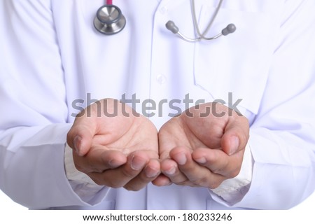 Medical doctor use hand cover your healthy concept  concept in hospital