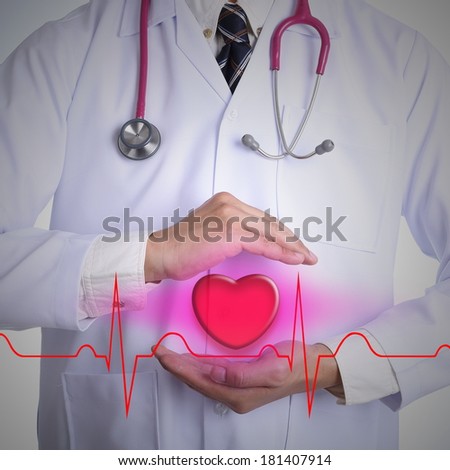 Doctor cover and takecare your health with used hands cover heart.