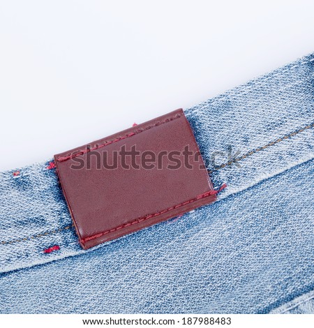 Empty leather label view of jeans for your good band name