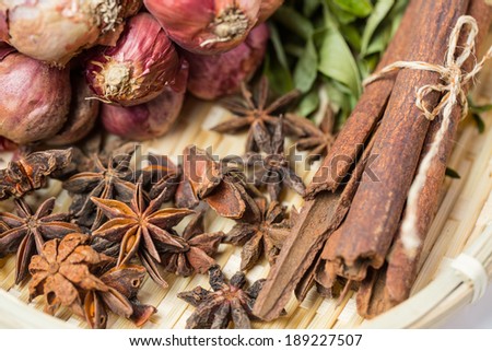 Close up Spices and herbs for your use to do your food