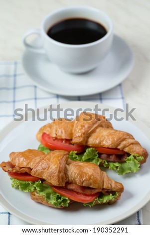 Close up Croissants breakfast food with white background