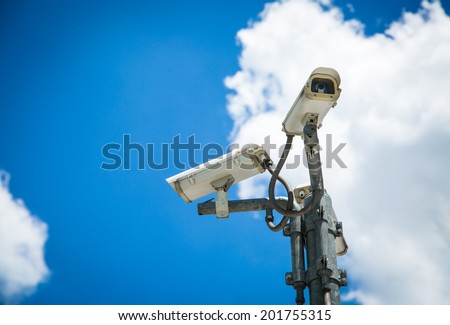 CCTV hang for check suitation  with blue sky