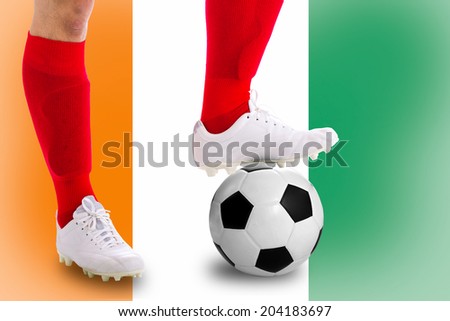 Ivory Coast soccer player with football for competition in Match game.