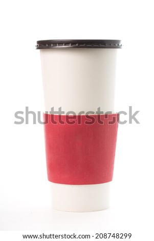 Brown color Paper cup with Sleeve isolated with white background