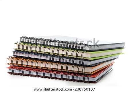 Multiple color note book isolated with white background