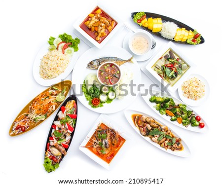 Collection Thai food with white background