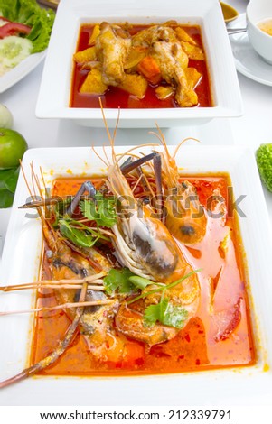 Tom yam kung ,Asian favorite food with black background