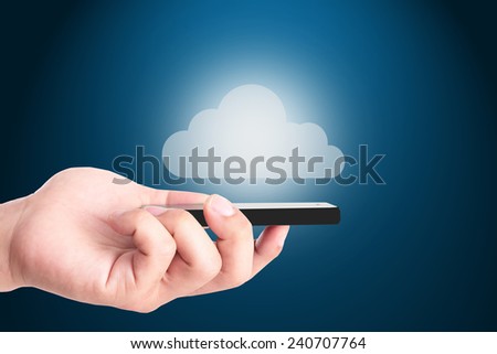 Cloud system for keep your data concept with your smart phone.