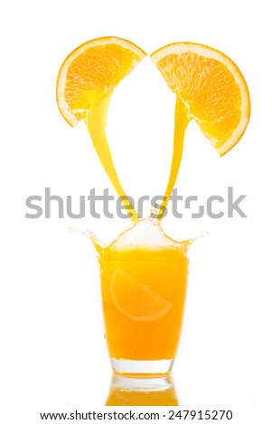 Orange juice splash prepare for breakfast in the morning