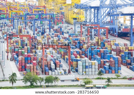 Port container terminal for transportation your product in the morning.