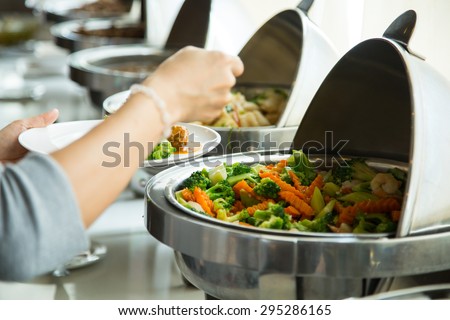 Buffet food ,customer used lunch in  luxury restaurant