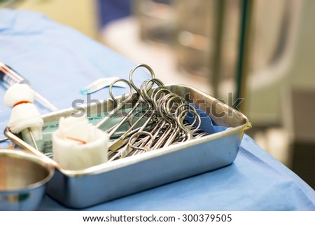 Liposuction surgery instrument prepare for operate in surgeon room