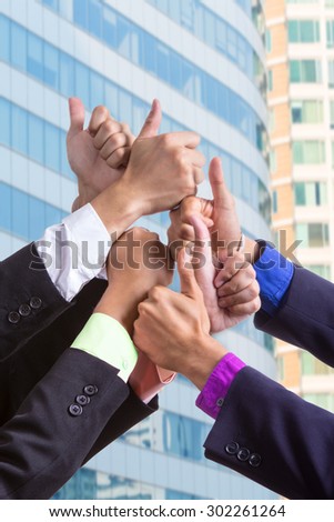 Business group people hands together with teamwork concept.